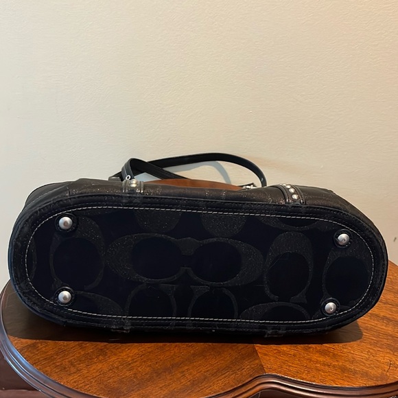 Coach signature Lurex Shoulder bag  tote  canvas/leather  black / black metallic - Picture 10 of 17